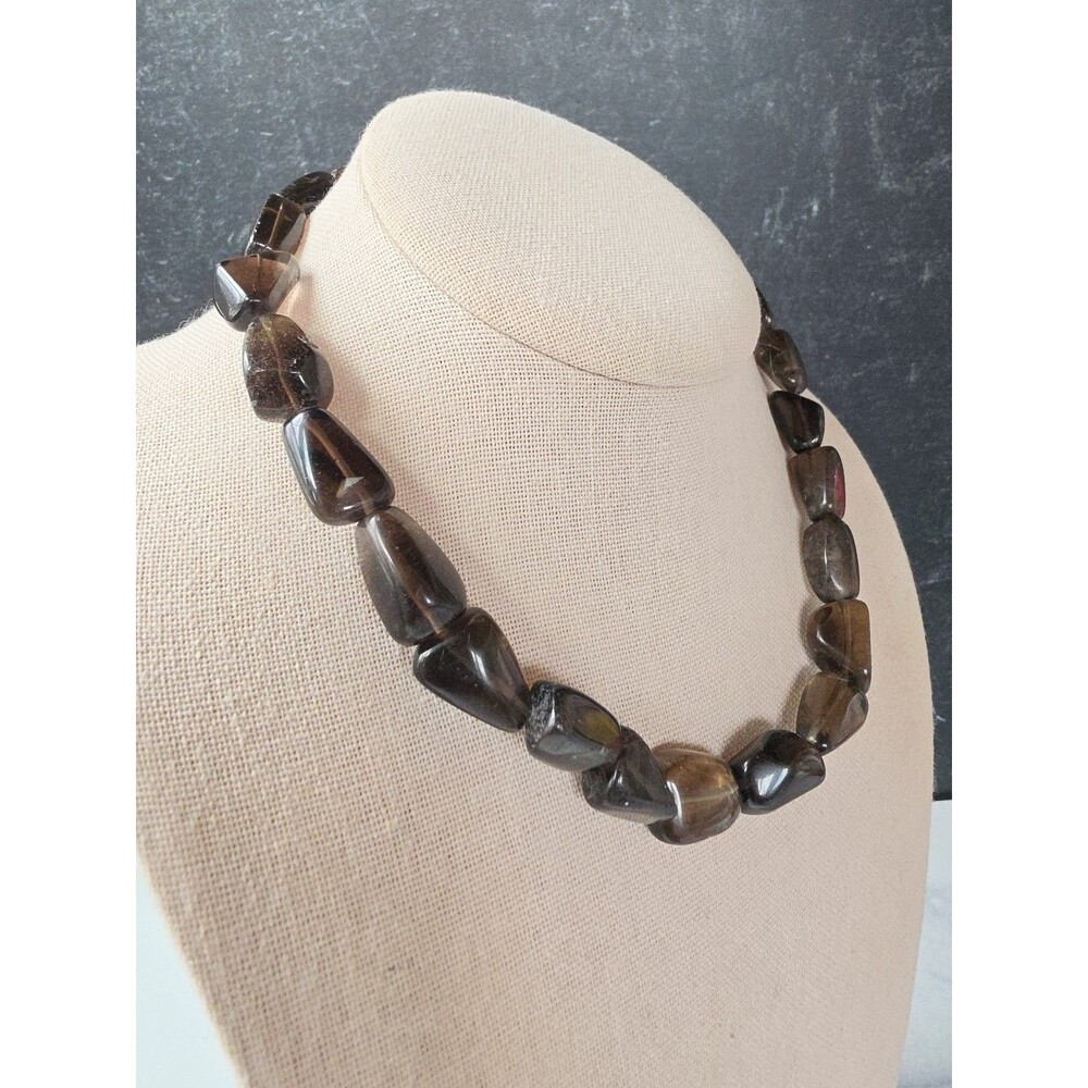 925 Sterling Silver Quartz Beaded Necklace Toggle Closure Vintage
